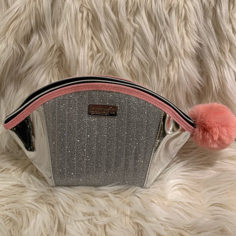 Benefit cosmetics makeup bag with pom pom
